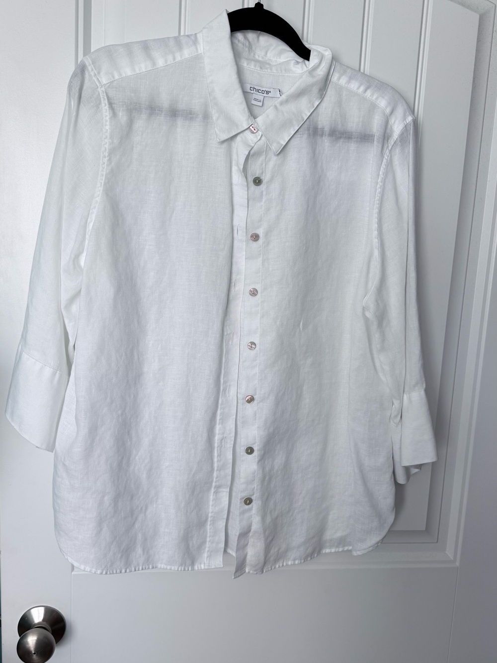 Chico's White Men's Linen Button-Down Shirt